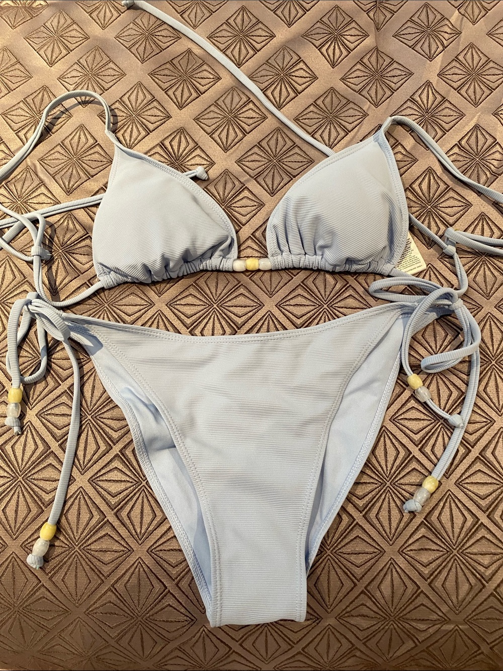 Light Blue Triangle Tie-Side Bikini - Women's Swimwear